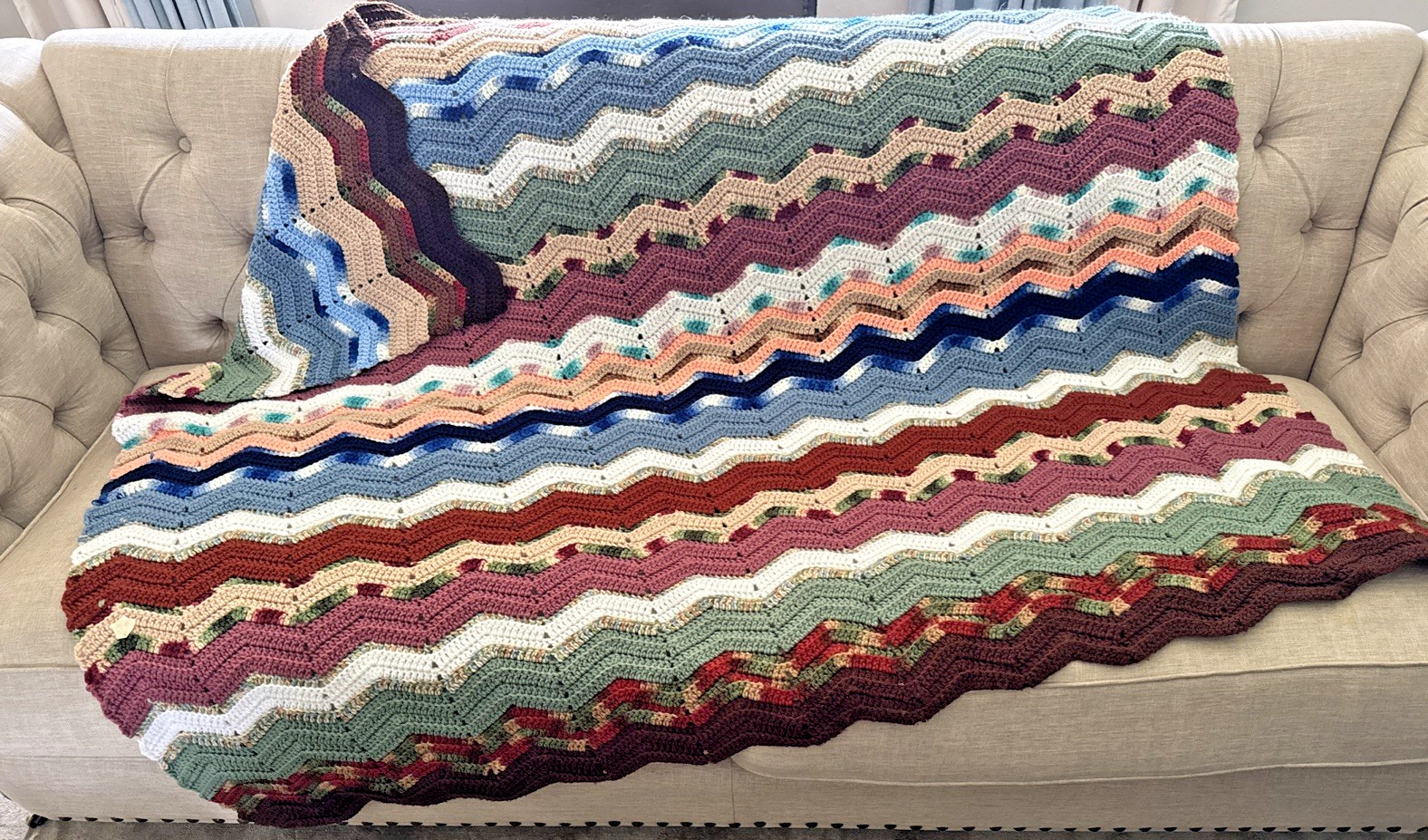 NEW ESTATE MULTI COLOR AFGHAN BLANKET Soft 50”X 62″ HANDMADE Crocheted READ #1