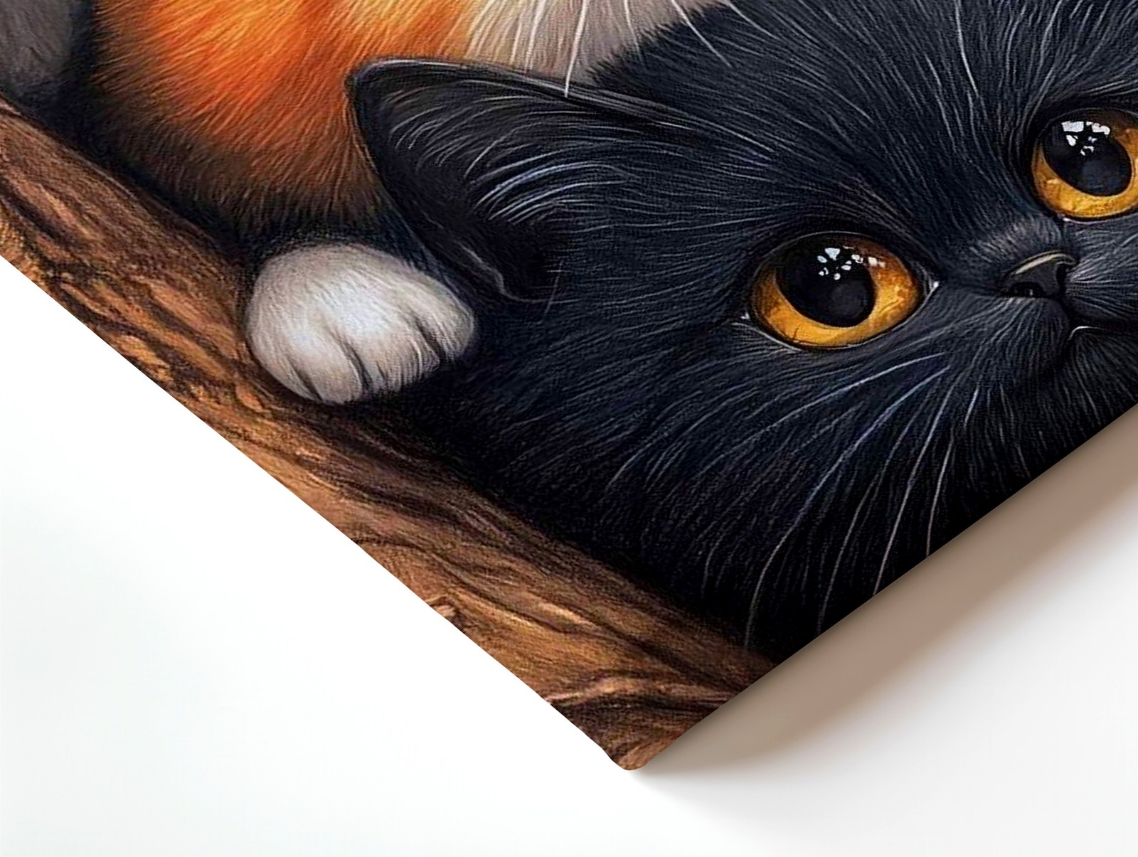 Wall Art Cute Three Cats in Tree Portrait Canvas Print Animal Nursery Decor