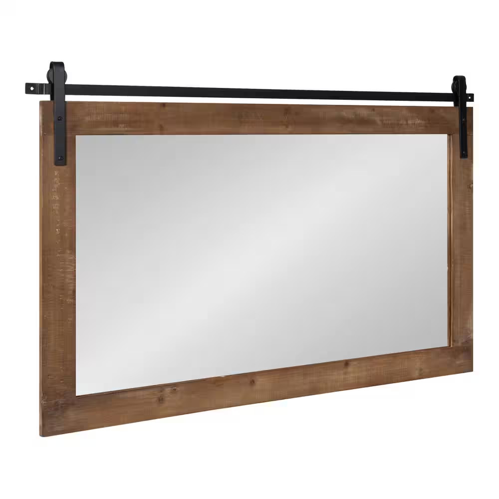 Cates 24 In. X 40 In. Classic Rectangle Framed Rustic Brown Wall Accent Mirror