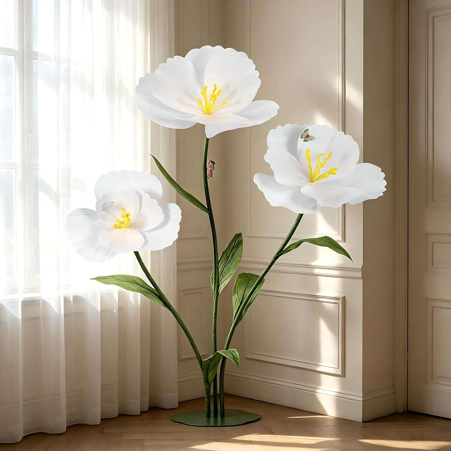 Giant White Felt Flowers – 3PCS Standing Decor for Home, Weddings & Events