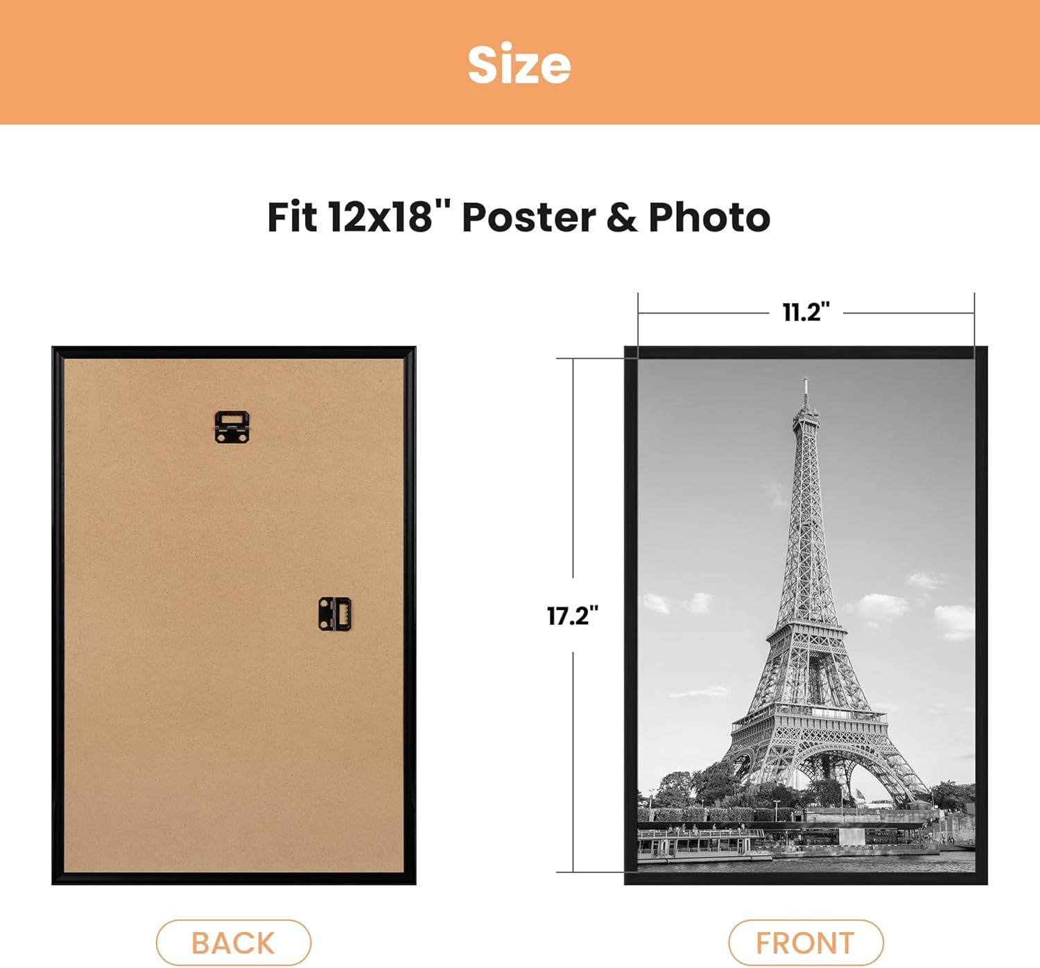 12X18 Picture Frame Black 3 Pack, Scratch-Proof Poster Frames 12 X 18 for Photo