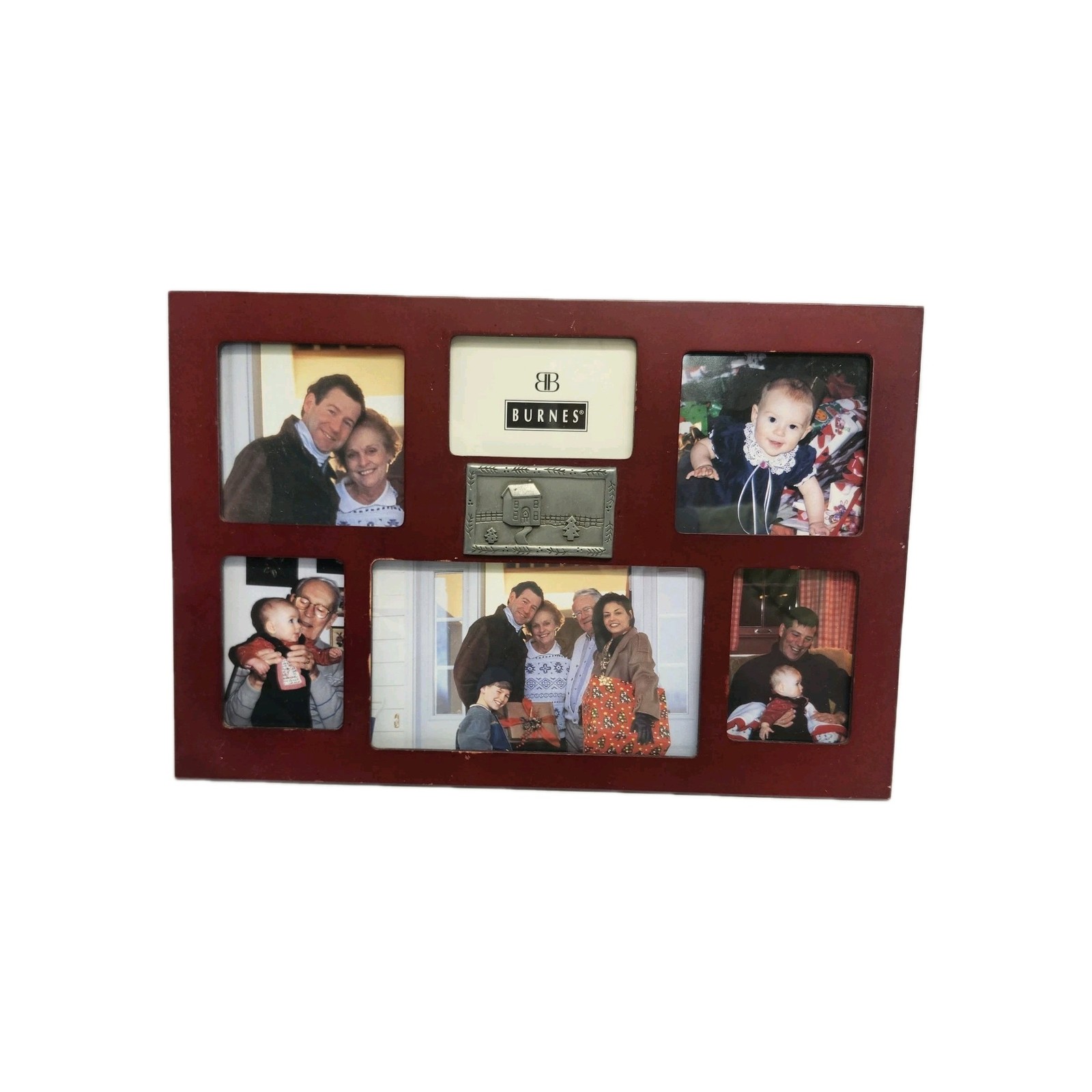 1999 Burnes Of Boston Collage Wood Picture Frame Hanging Or Table Top 6 Slots