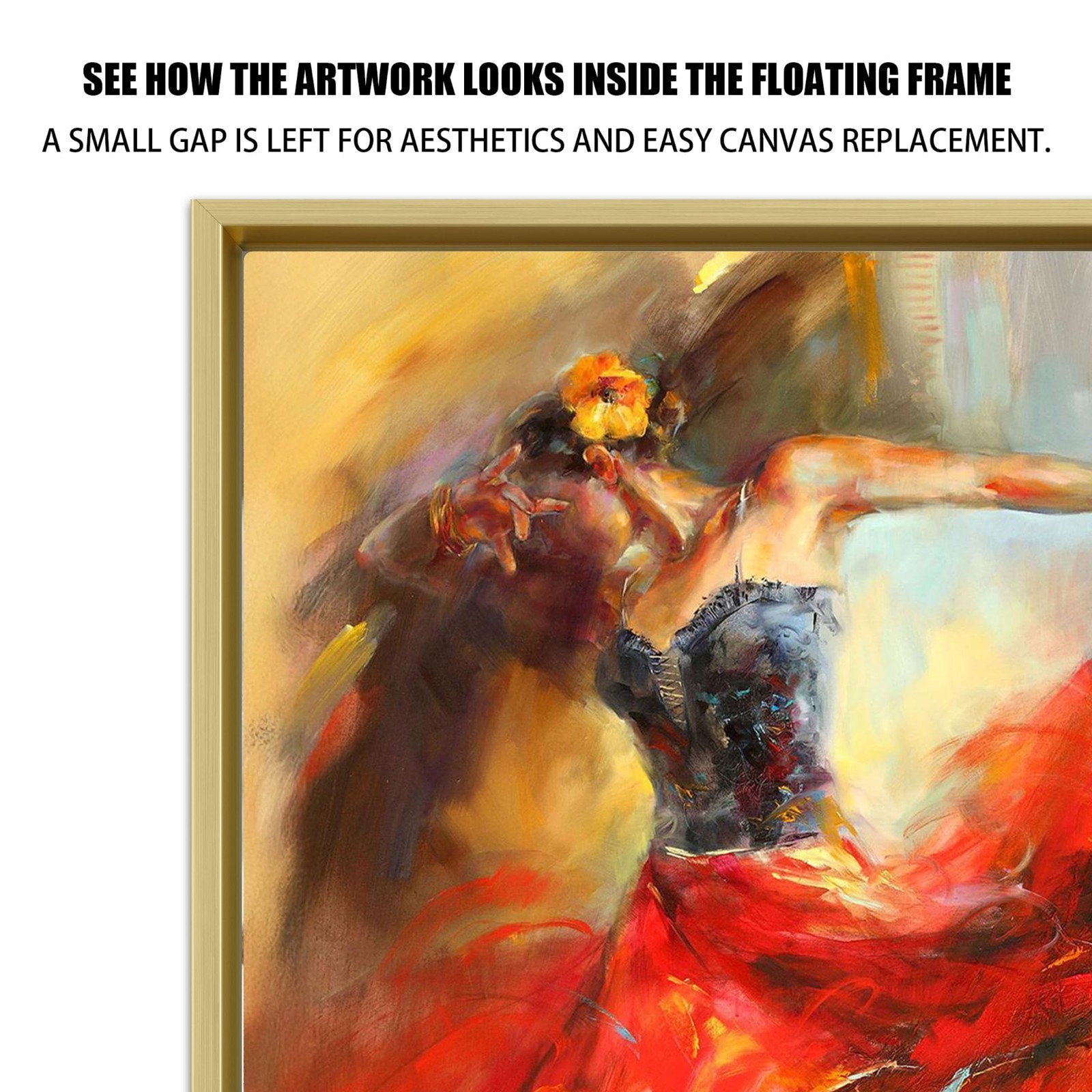 Gallery Canvas Floater Frame -Floating Frame for 1 1/4″ Deep Canvas Wall Art