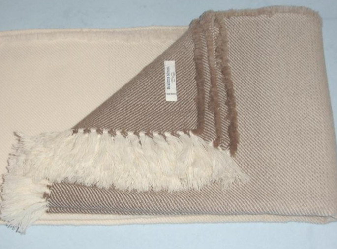 Brahms Mount Ombre Wool Throw Oatmeal Gradient Blend Fringed 50×75″ USA New