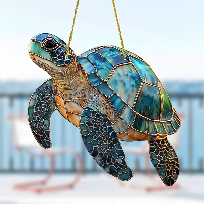 1 PC Colorful Turtle Window Hanging Acrylic Suncatcher Outdoor Patio Decorations