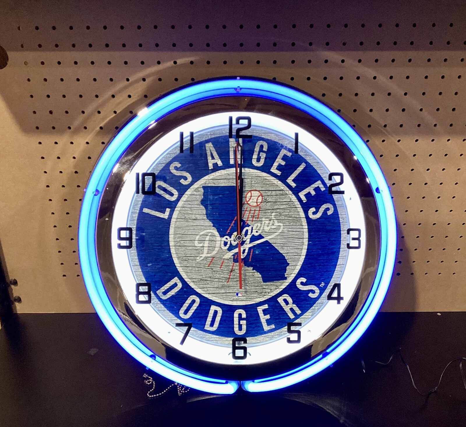 Dodgers Double Neon Clock 18” In Diameter X 5.5 “ Deep