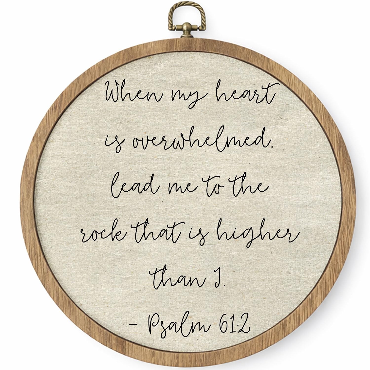 Christian Bible Verse Round Framed Wall Art, Psalm 61:2 Scripture Religious W…
