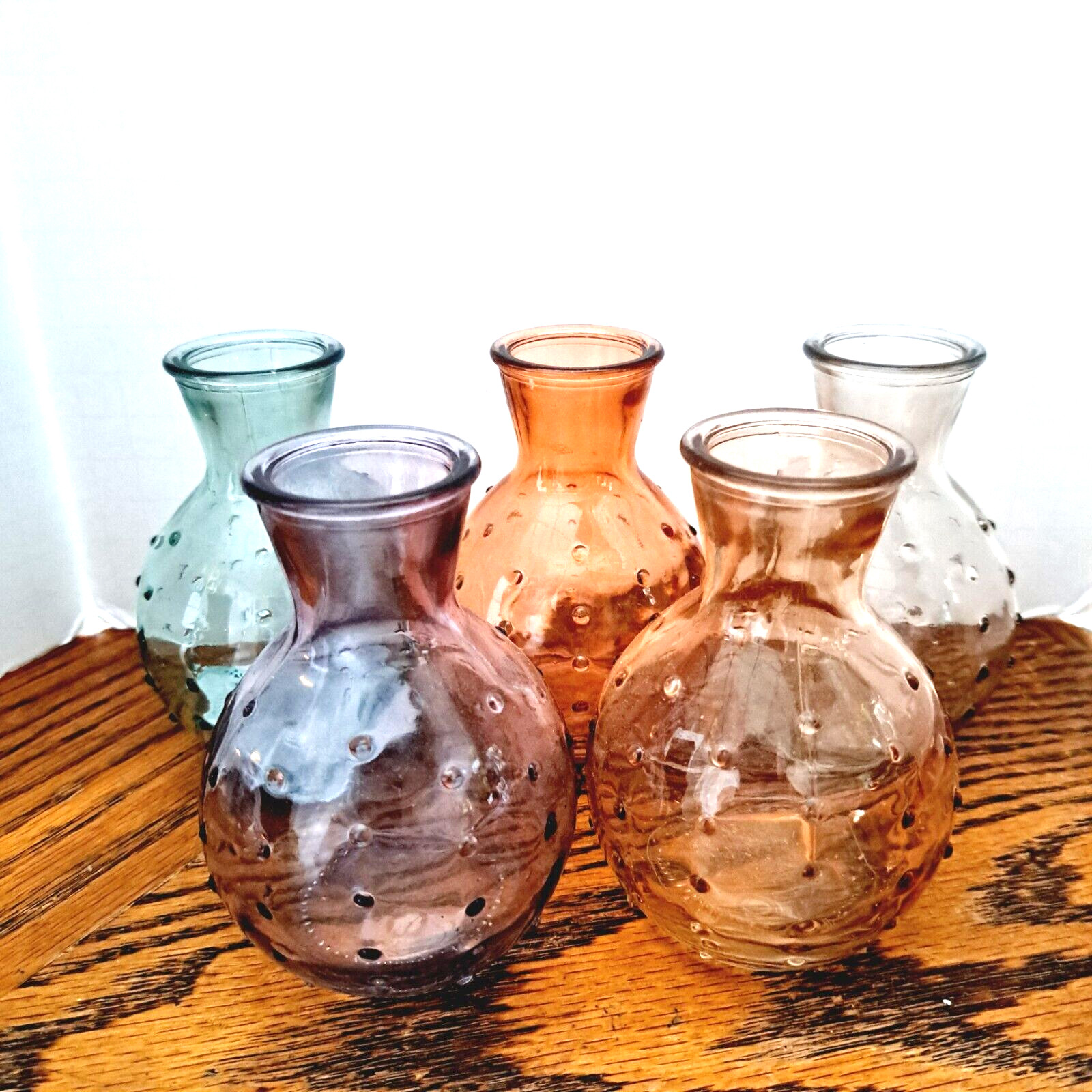 Set of 5 Assorted Color Vases 4″ With Raised Dots