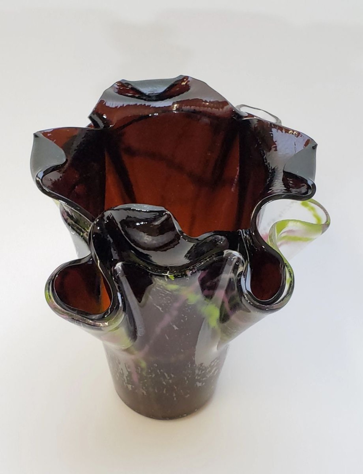Fused Glass Sienna and Stripes Vase Functional Art Glass Gift OOAK