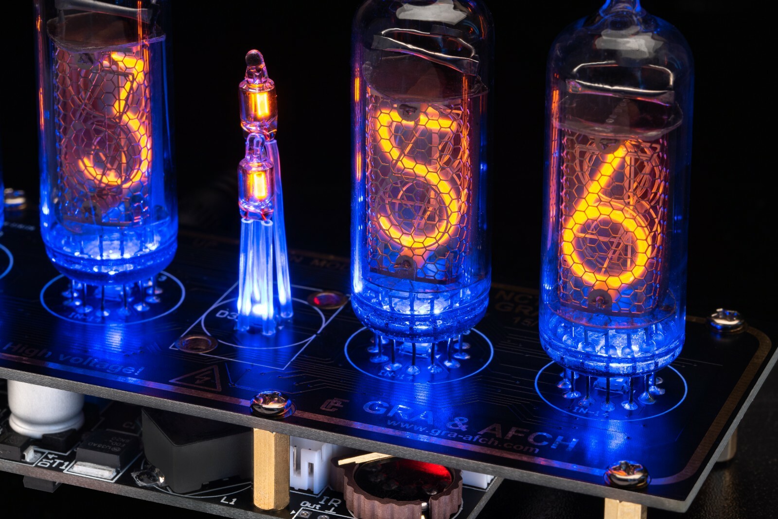 IN-14 Nixie Tubes Clock Tubes Column Sockets Temp sensor Black Boards 12/24h