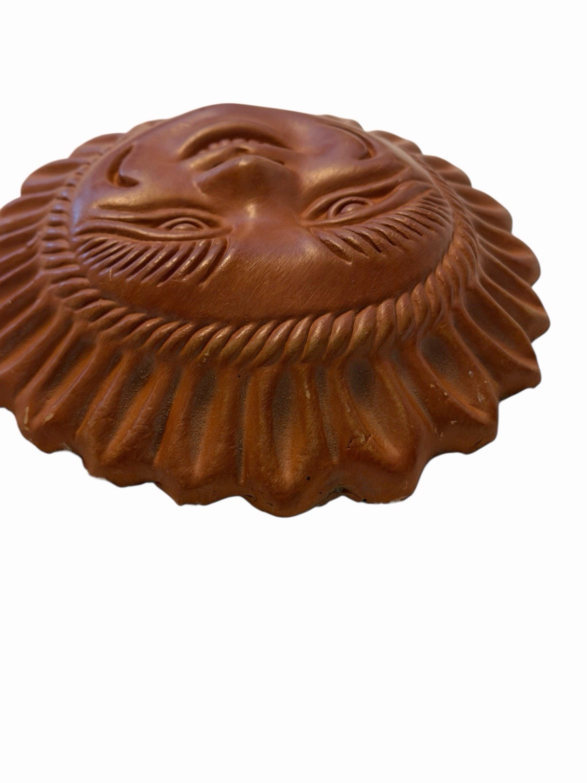 VINTAGE HANDMADE TERRACOTTA SUN FACE Celestial Wall Decor 7” MEXICO 3312-45