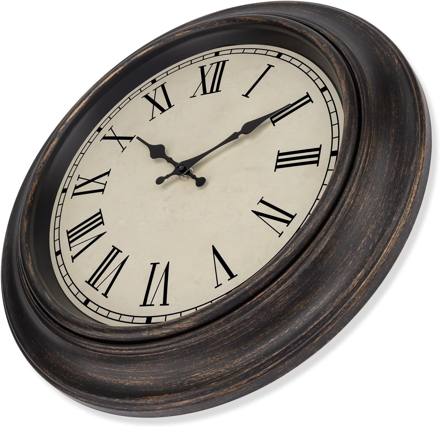 Large 18 Inch Bronze Wall Clock Retro Vintage Silent Non Ticking Battery Oper…