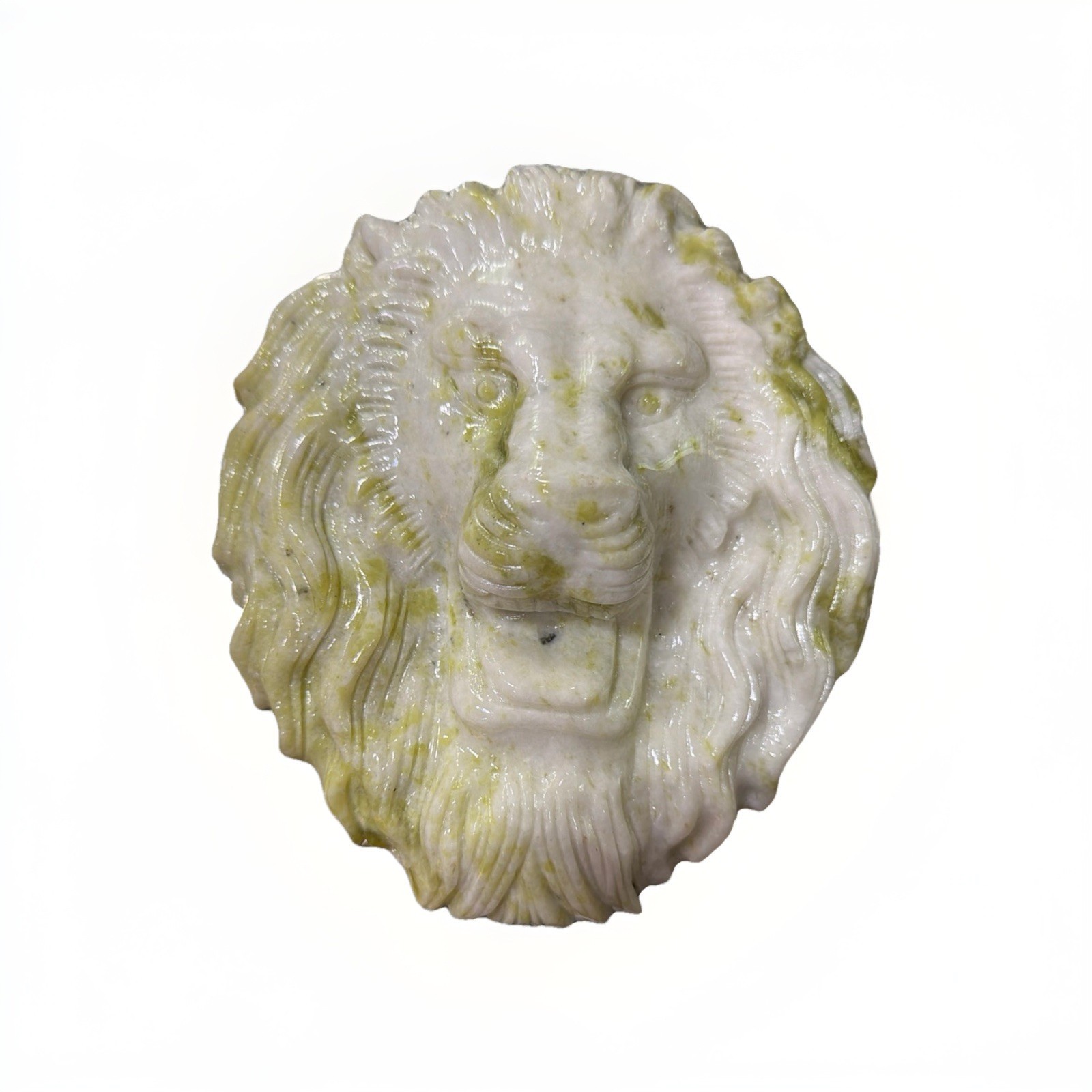3LB natural Green jade carved Lion head Quartz Crystal reiki healing+stand