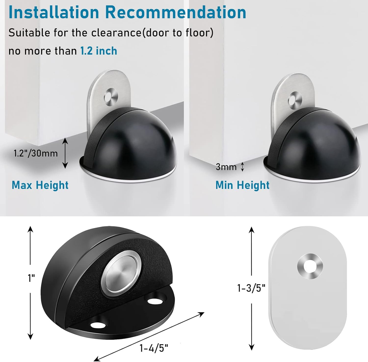, Adhesive Door Stops Floor Mounted, No Drill Magnet Door Stop Wall Protector Do