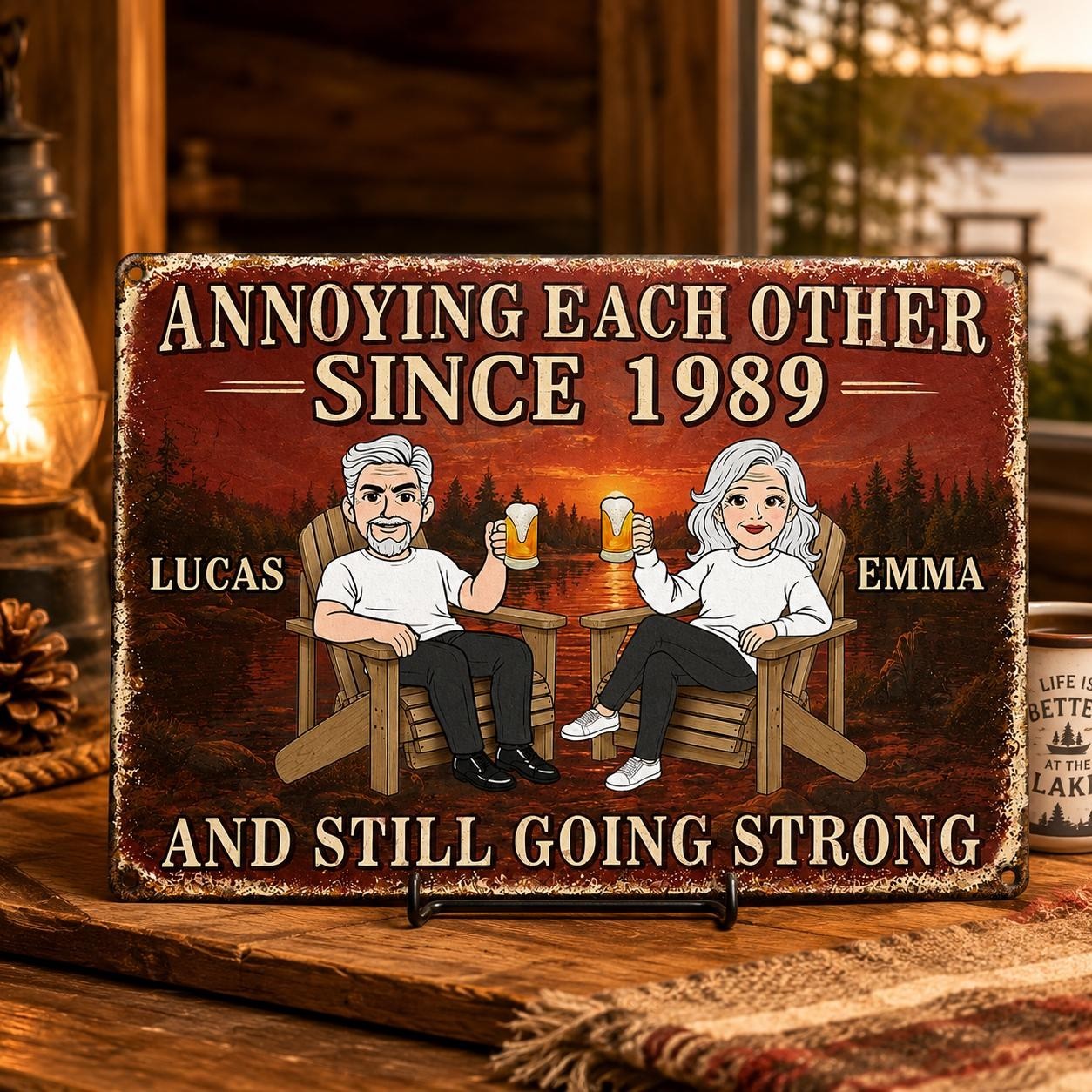 Personalized Annoying Each Other Metal Sign Anniversary Custom Name Sunset Decor