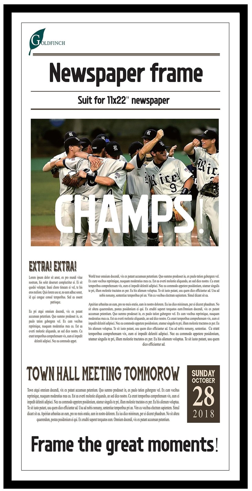 Newspaper Frame 11×22, 2 Packs for Articles and Media, Wall Hangers Included