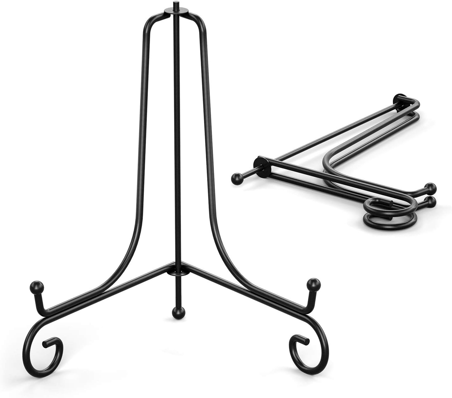 4 Pack Plate Holder Stand Set – Vintage Design, Matte Black