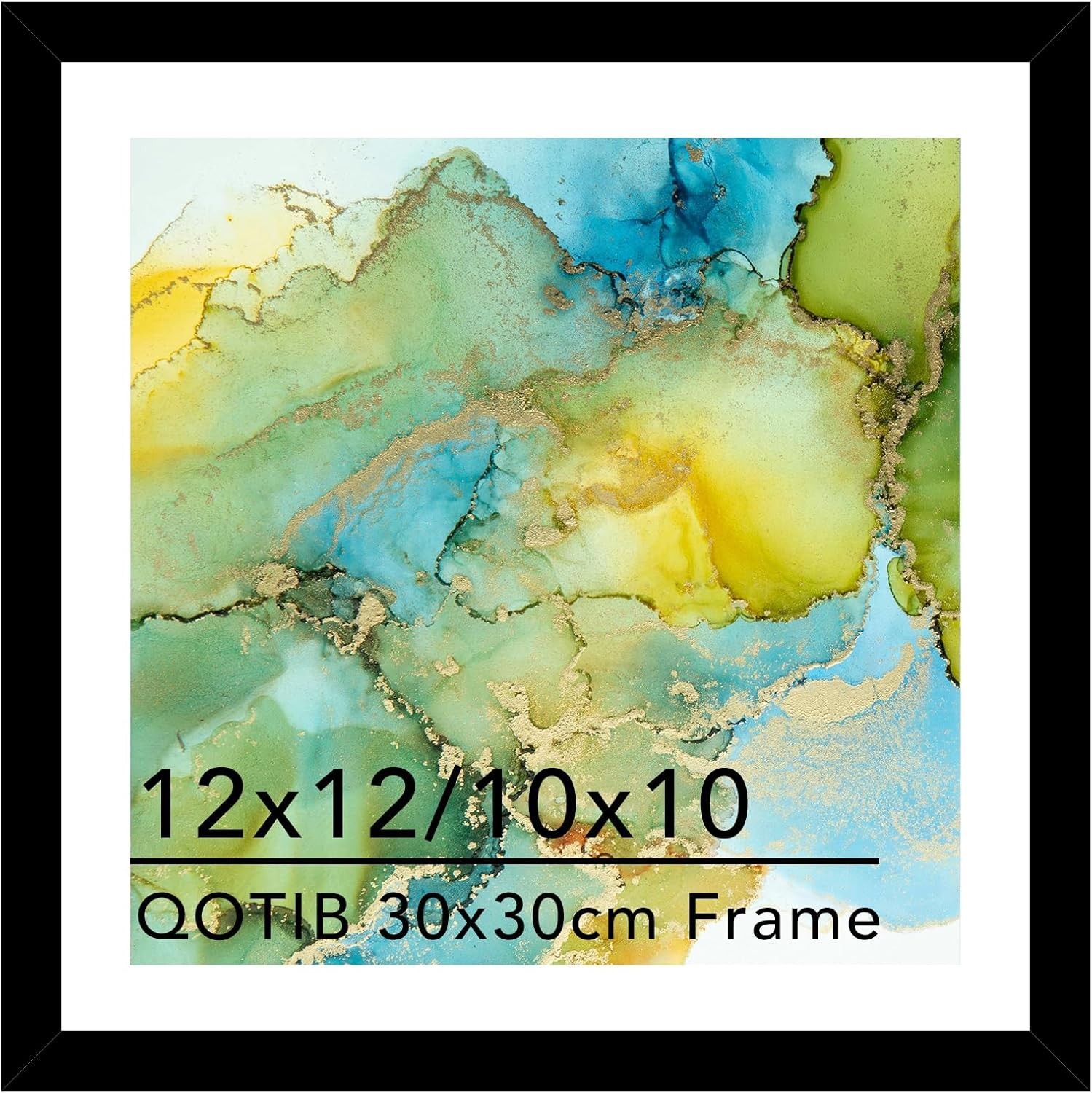Wood 12×12 Frame Black with 10×10 Mat, for 30 x 30cm Diamond Art – 1 Pack