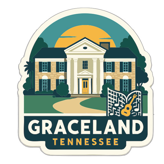 Graceland Tennessee Sticker Decal Vinyl Die-Cut Symbolic Landmark Design