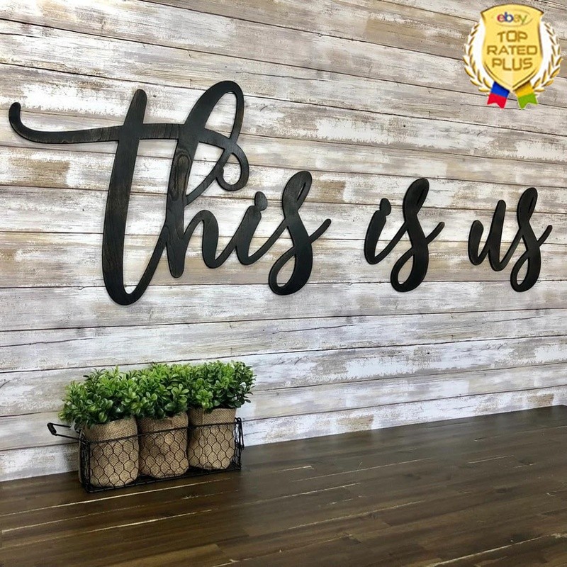 Rustic Wood This is Us Wall Decor Sign Cozy Farmhouse Home Aesthetic Art