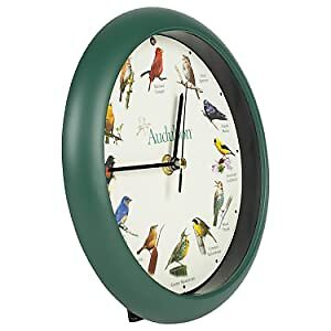 Audubon Society Singing Bird Wall / Desk Sound Clock, 8 Inch, Green