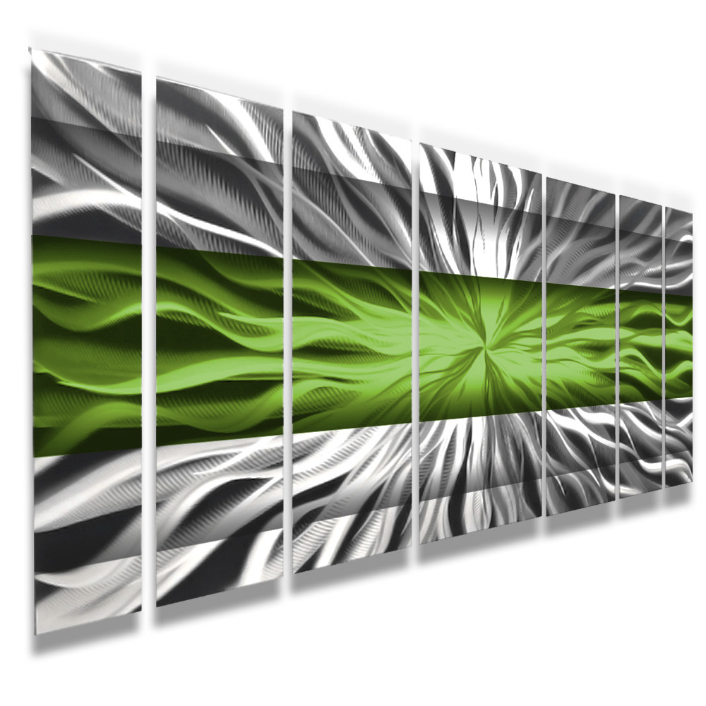 Green Modern Contemporary Metal Wall Sculpture Big Art Work Painting Home Decor
