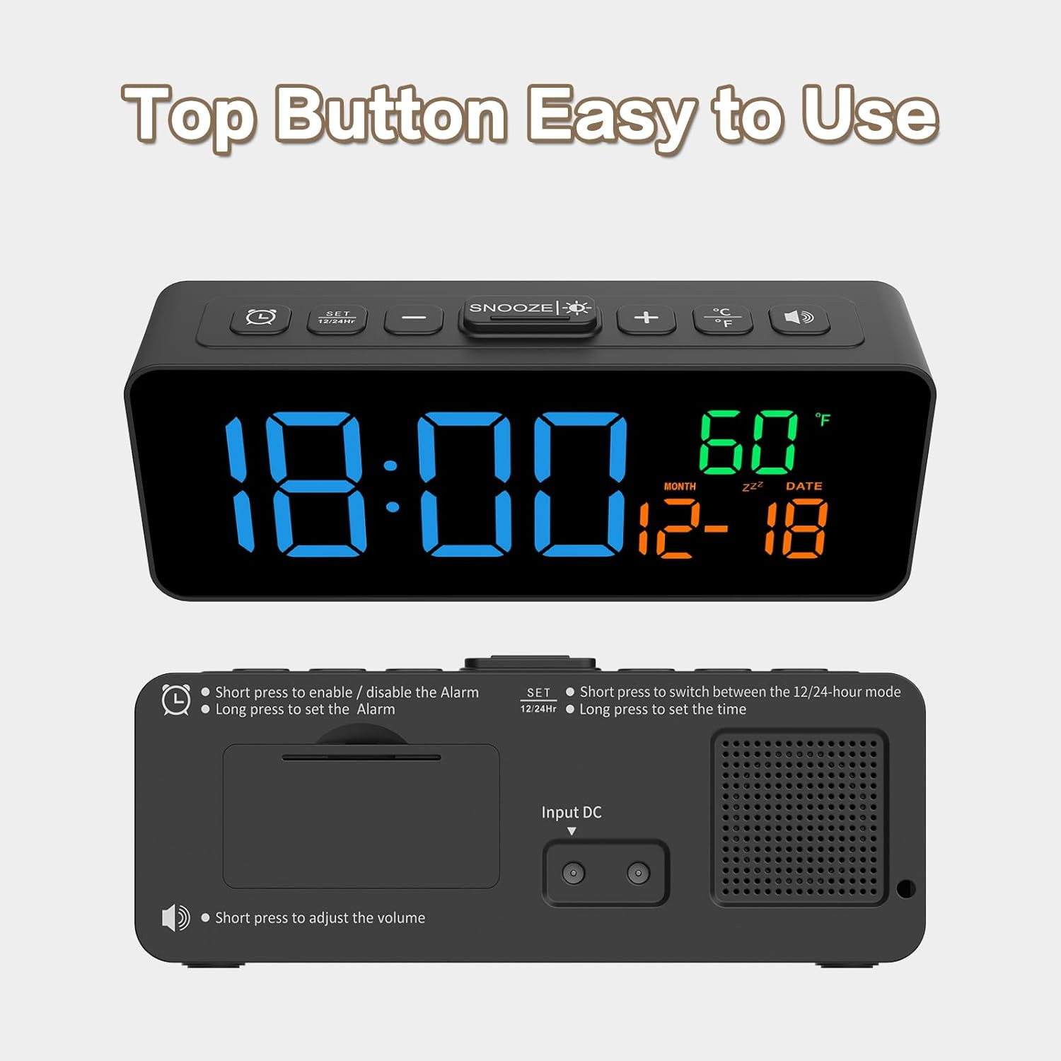 Netzu 3-in-1 Digital Clocks for Living Room with Temperature, Date & Time Displa