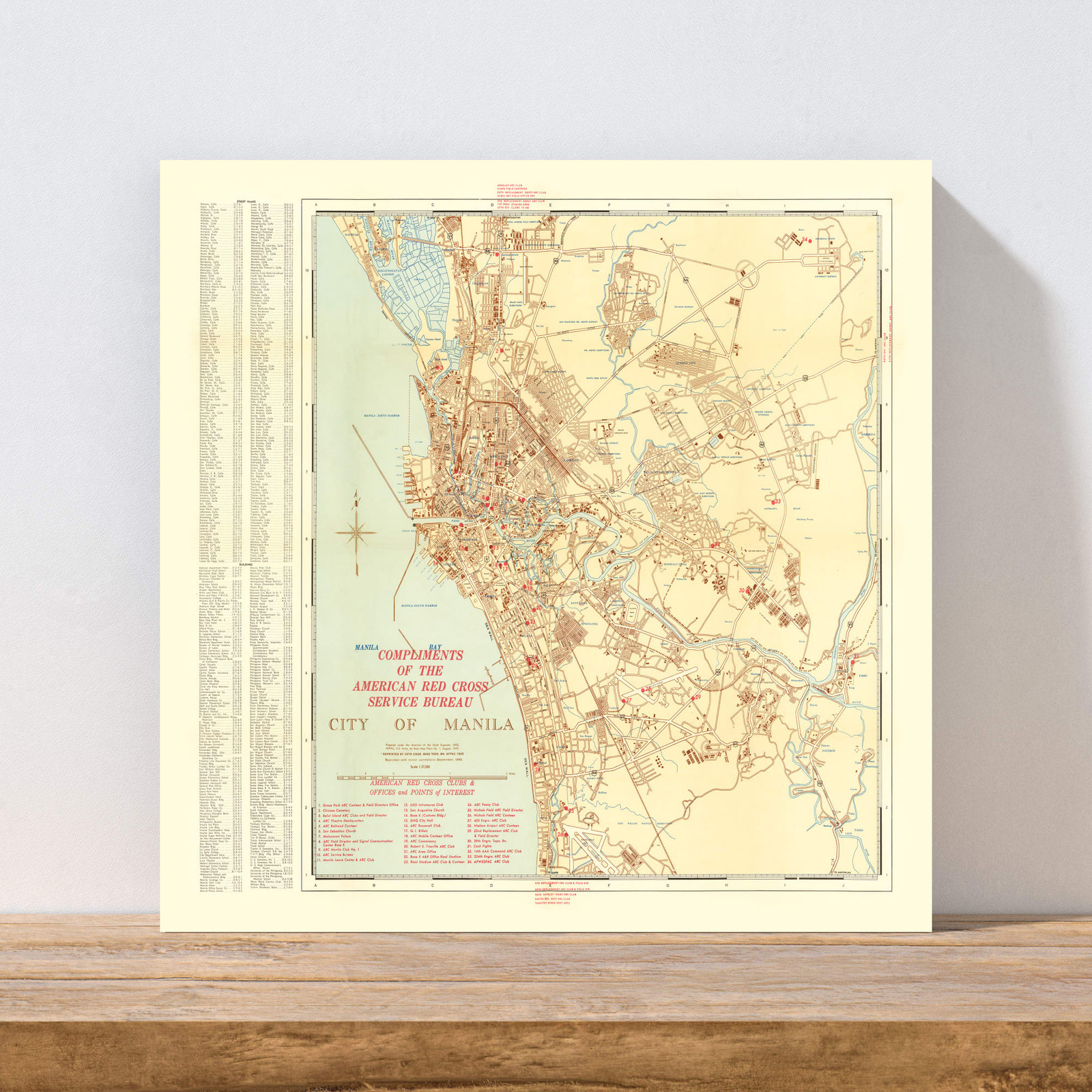 Old Map of Manila 1945 – Vintage Philippines Art Wall Decor