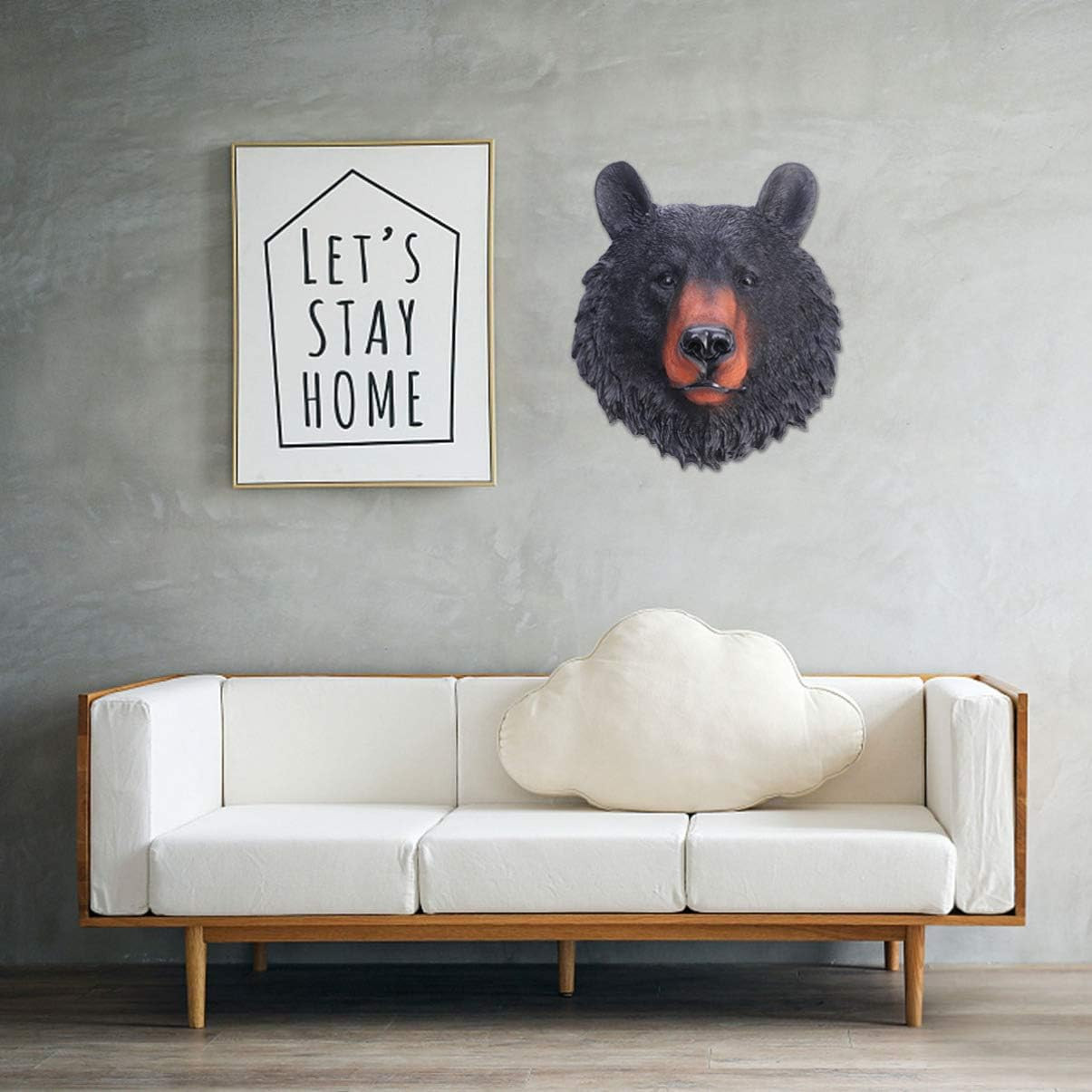 VOSAREA Animal Head Wall Art Resin Bear Head Plaque Wall Sculpture Bear Face Min