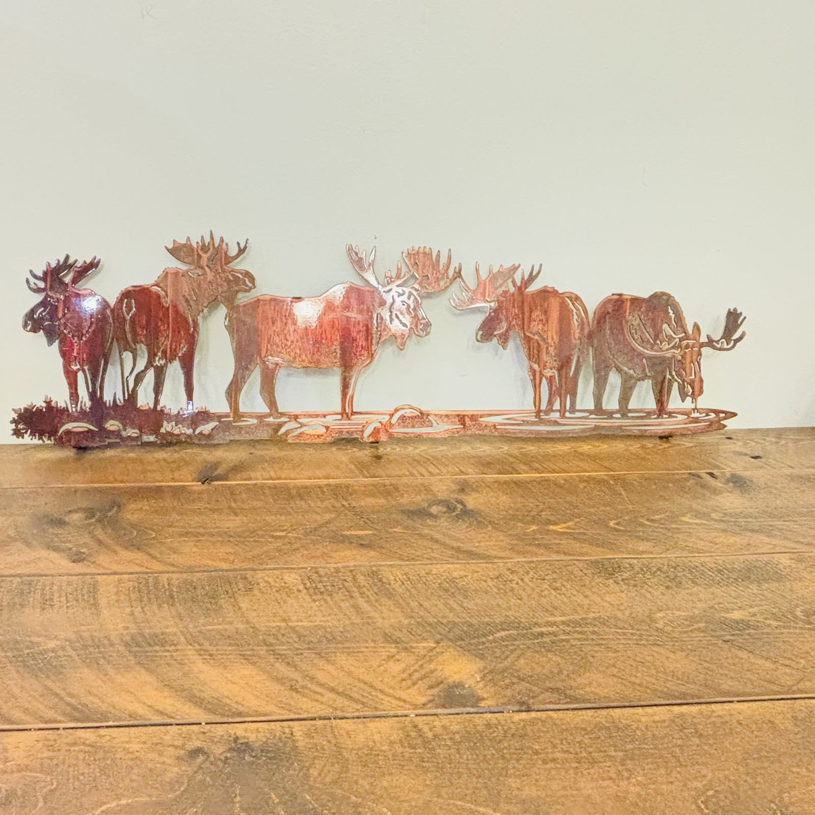 Moose Scene Over The Door Rustic Metal Art Decor