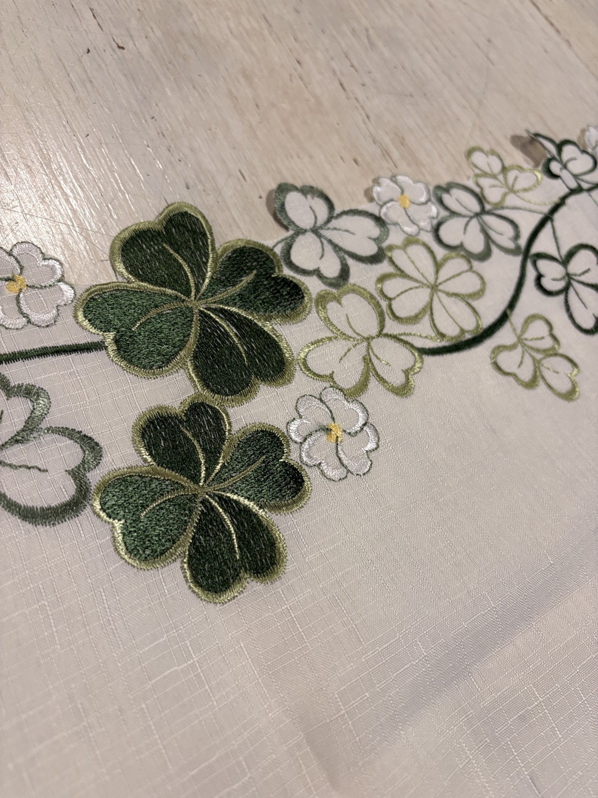 Ridgefield Home Table Runner Shamrock Embroidered Clover Decor 70in St Patrick’s
