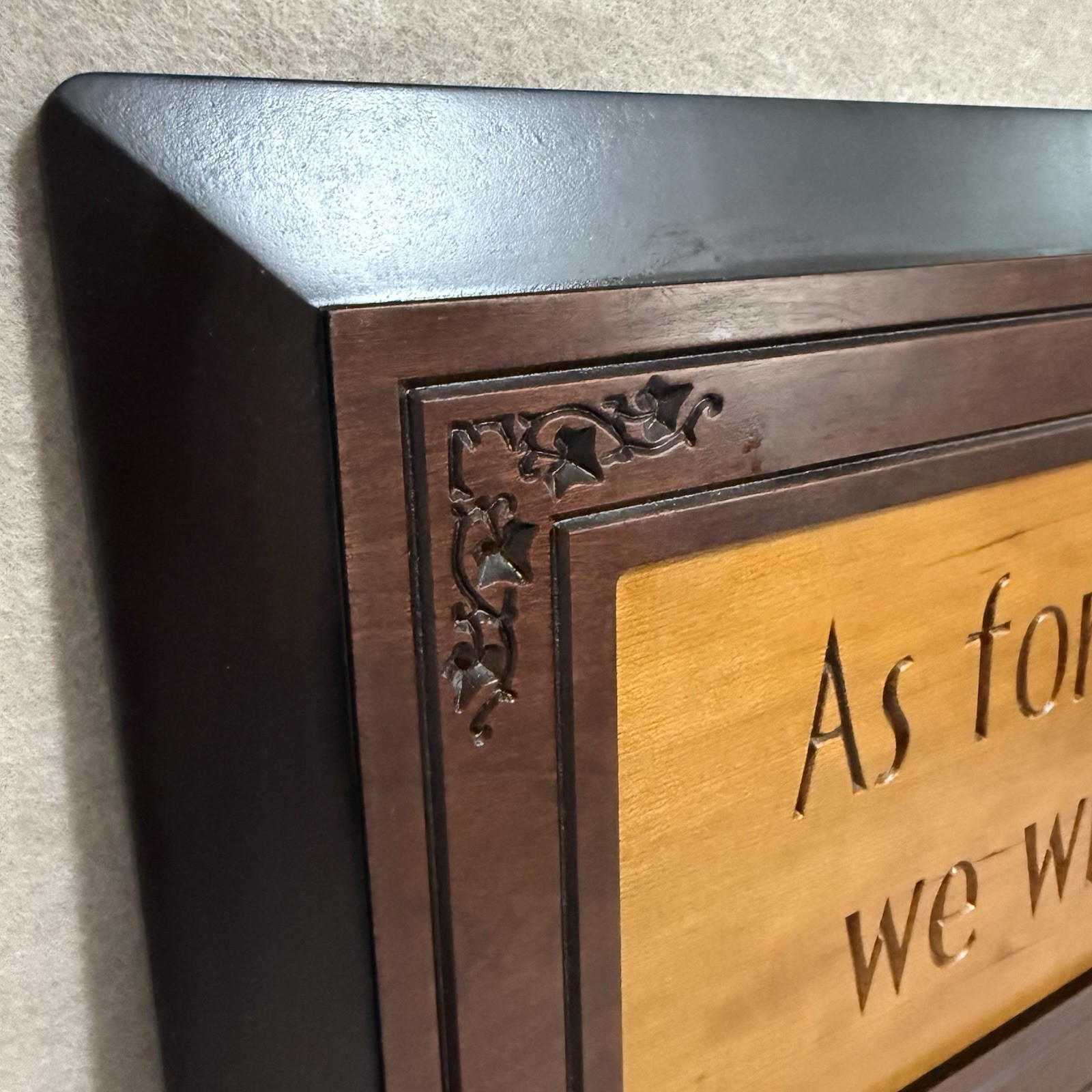 P. Graham Dunn 30” Wood Plaque “My House Will Serve Lord” Carved Wall Art Decor