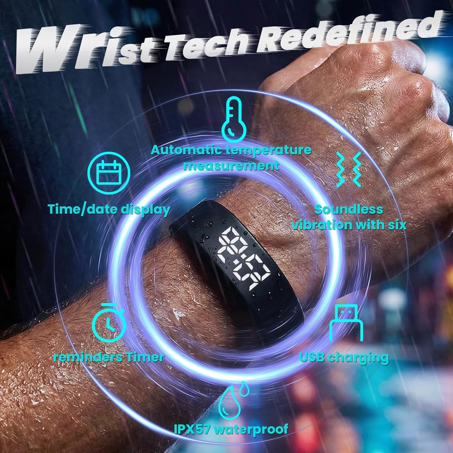 Vibrating Alarm Wristband Heavy Sleepers Adults Wrist Band Shock Clock Watch