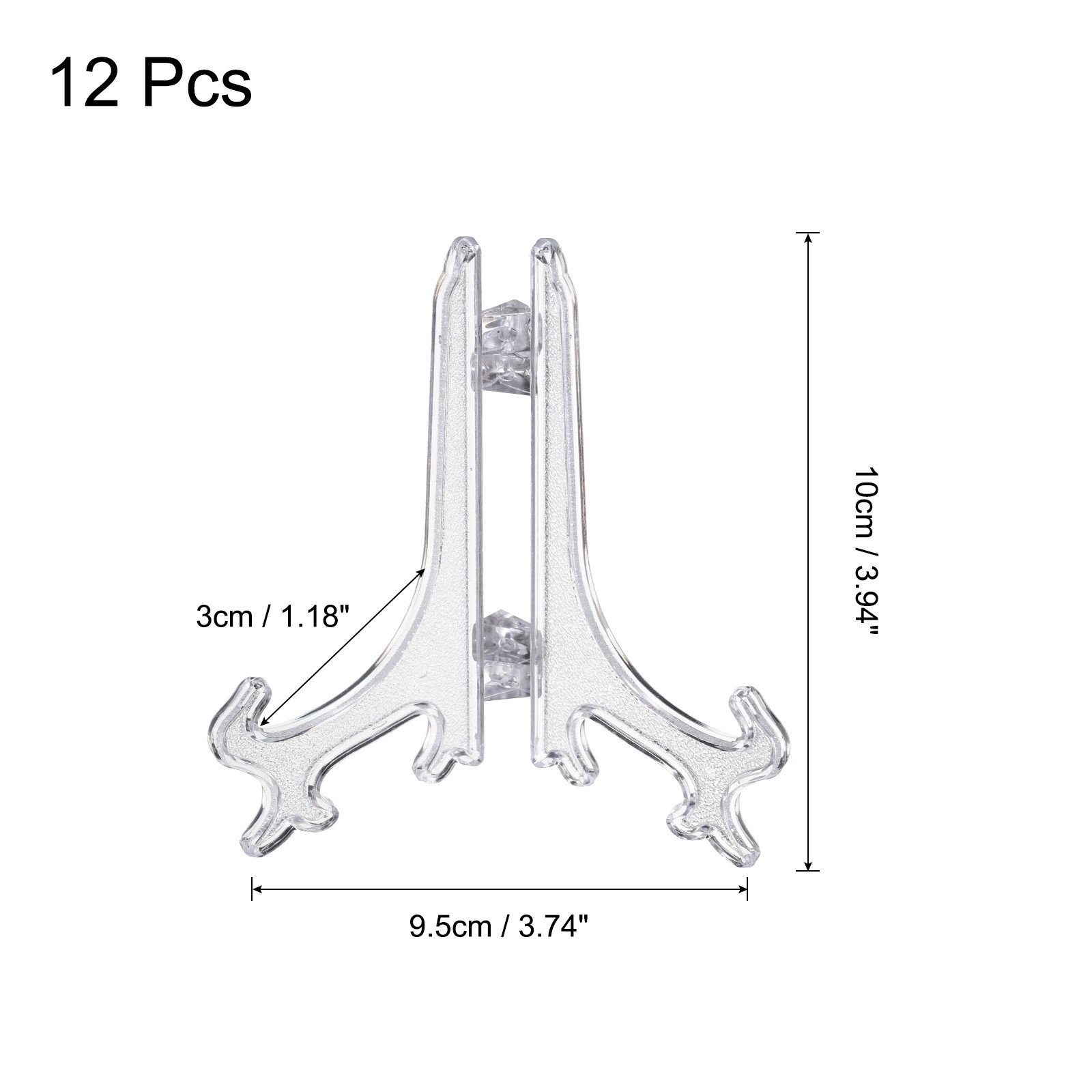 4″ Acrylic Plate Stands for Display Stand Plate Holder Transparent 12Pcs