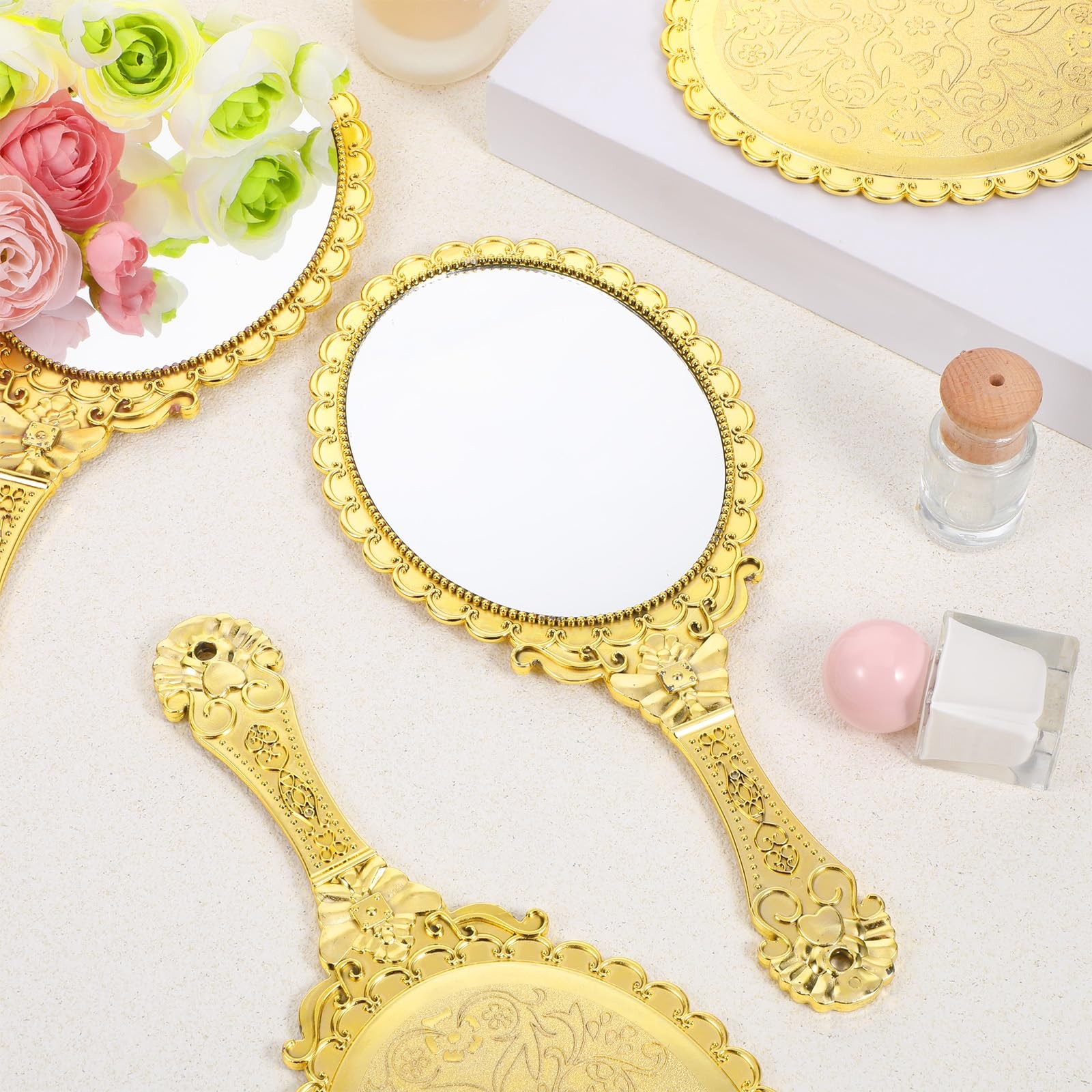 24 Pcs Vintage Handheld Mirror for Makeup with 9.8″ x 4.5″, 24 Pcs, Gold