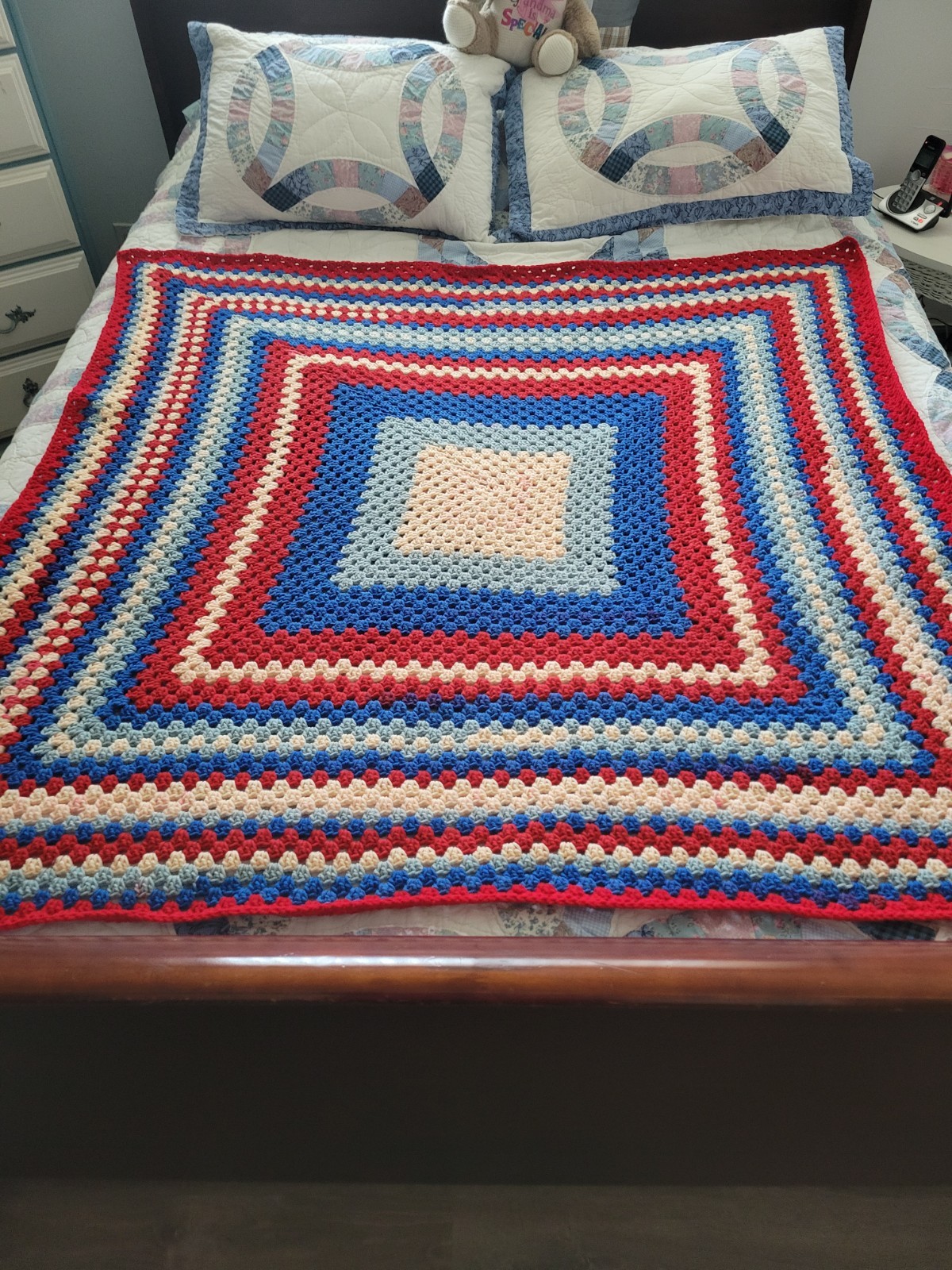 New Handmade! Crochet afghan throw Granny Square, 53″ x 53″