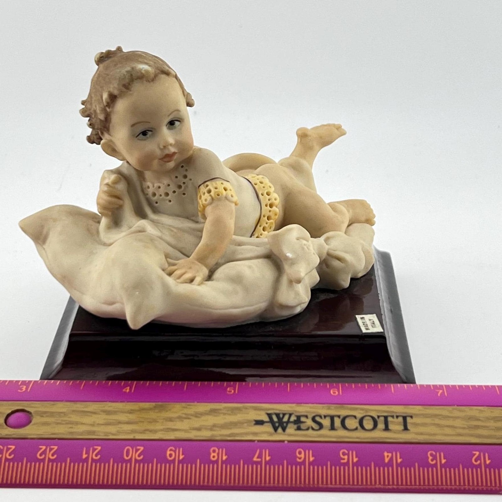 Baby Cherub Figurine Giuseppe Armani Vintage Florence Italy Hand Painted