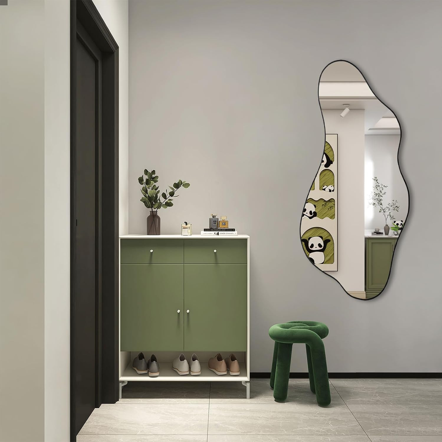 Irregular Frameless Mirror, 47.2″x21.6″ Asymmetrical Aesthetic Wall Mirrors