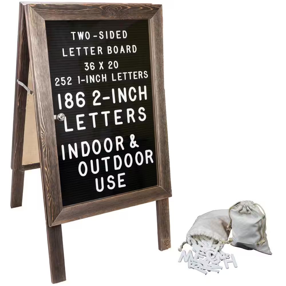 Excello 36 In. X 20 In. A-Frame Felt Letter Board Sign, Rustic Brown
