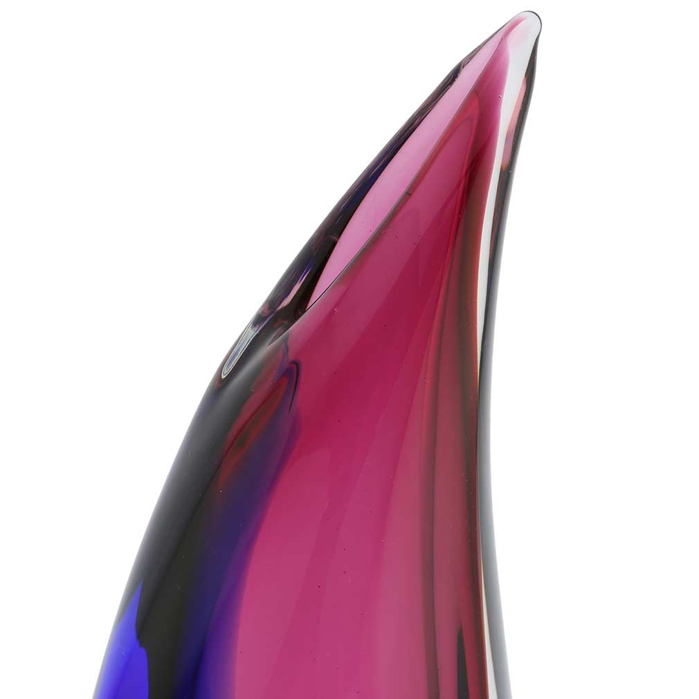 GlassOfVenice Murano Glass Sommerso Wave Vase – Rose and Blue