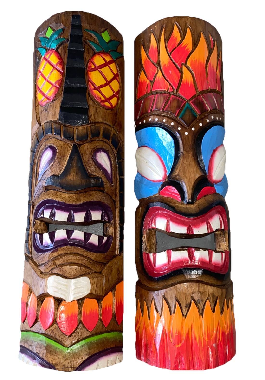 SET OF 2 20″ TIKI MASK HAWAIIAN WALL ART ISLAND HOME DECOR TRIBAL BAR TROPICAL