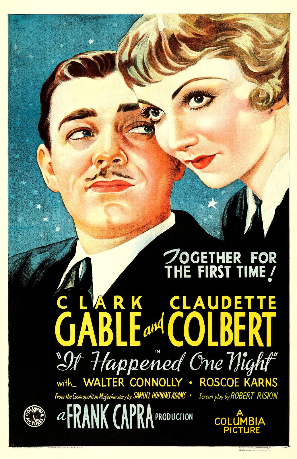 BB2038 It Happened One Night Film By Frank Capra 1934 Bordered Movie Poster 11×1