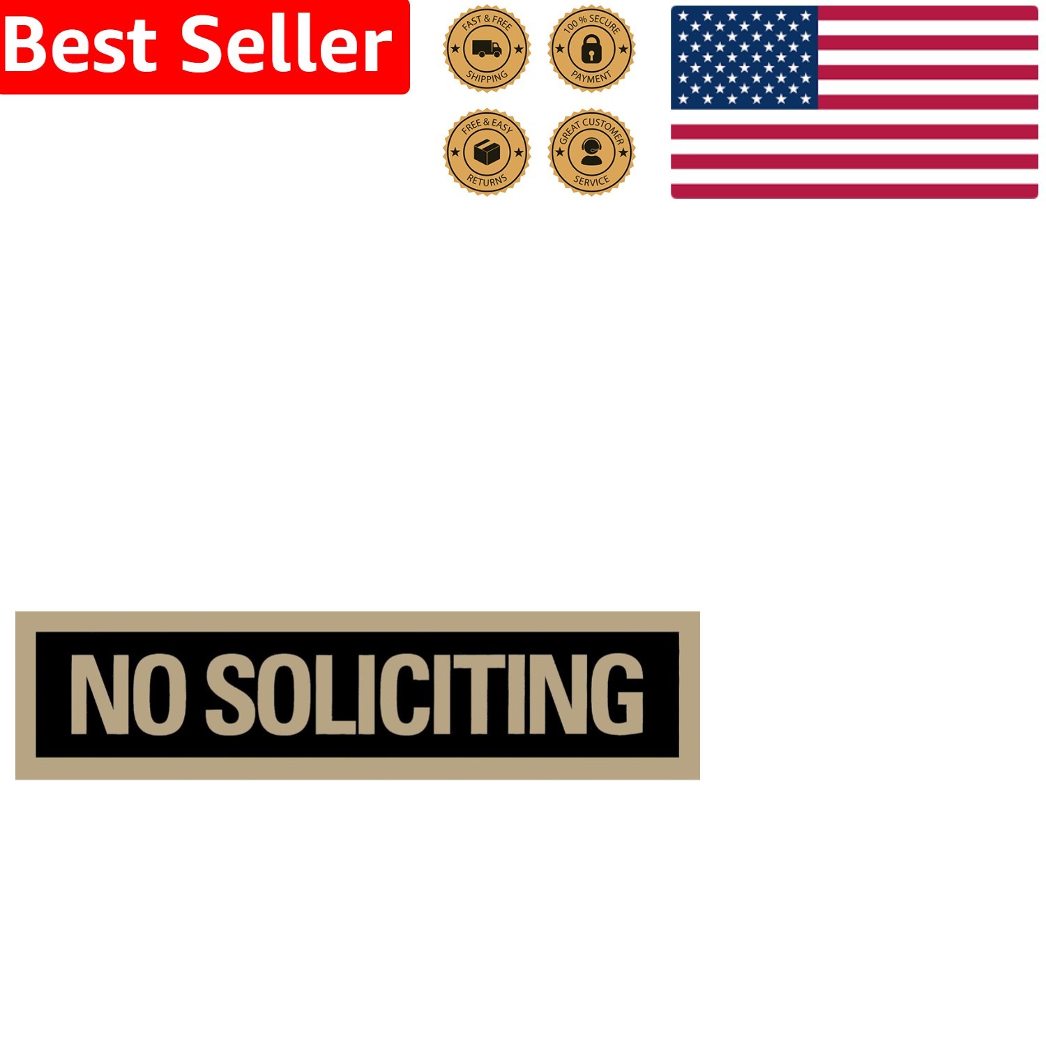 Durable 2×8 Inches ‘No Soliciting’ Peel-and-Stick Sign for Doors & Windows