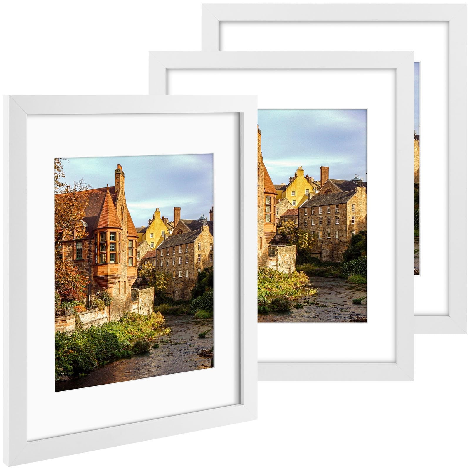 3 Pack 11×14 White Wood Picture Frame for 8×10 Photo Wall Mount Gallery Display