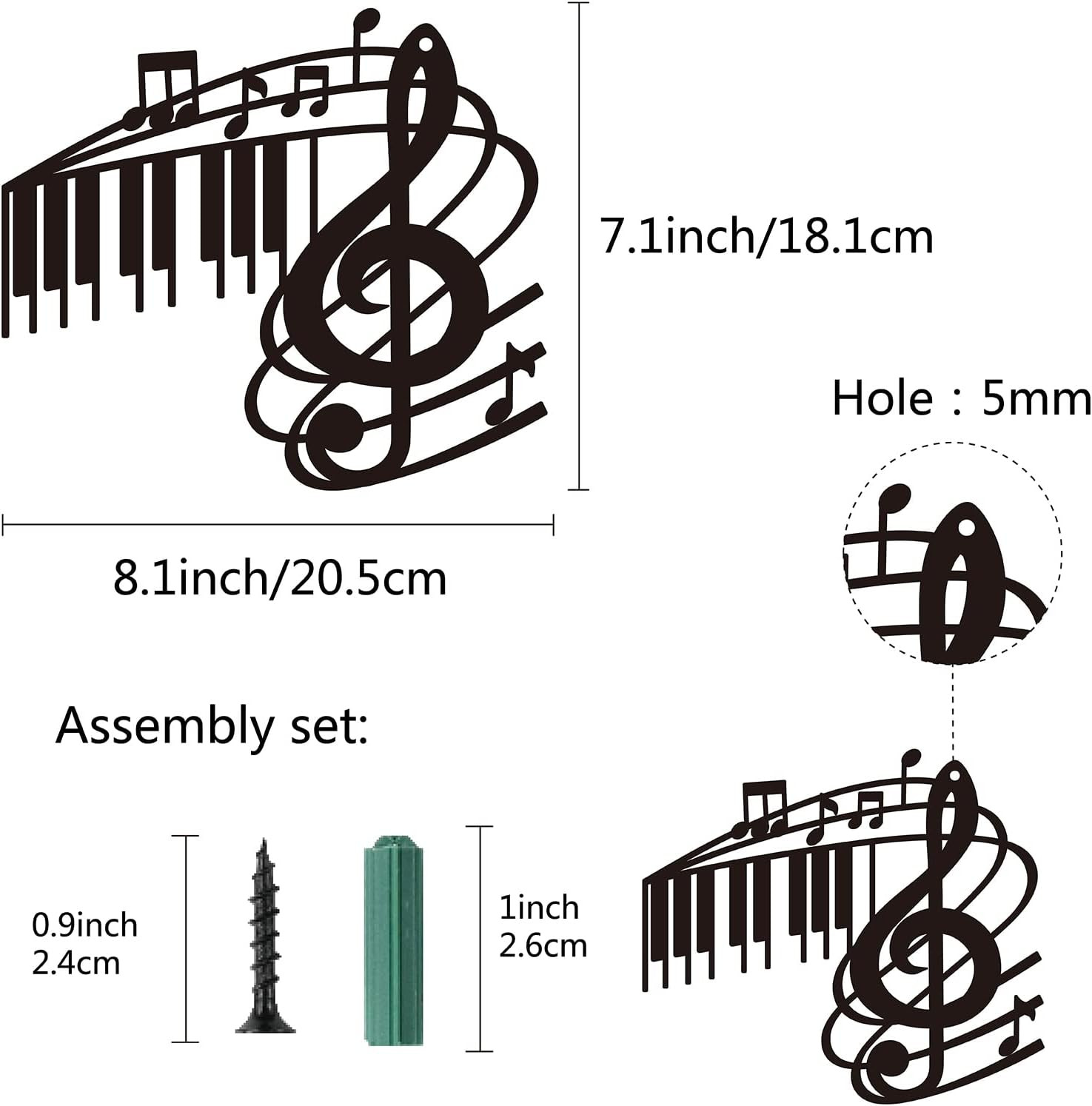 Metal Wall Art Music Note Decor Wall Hanging Plaques Ornaments Iron Wall Art Scu