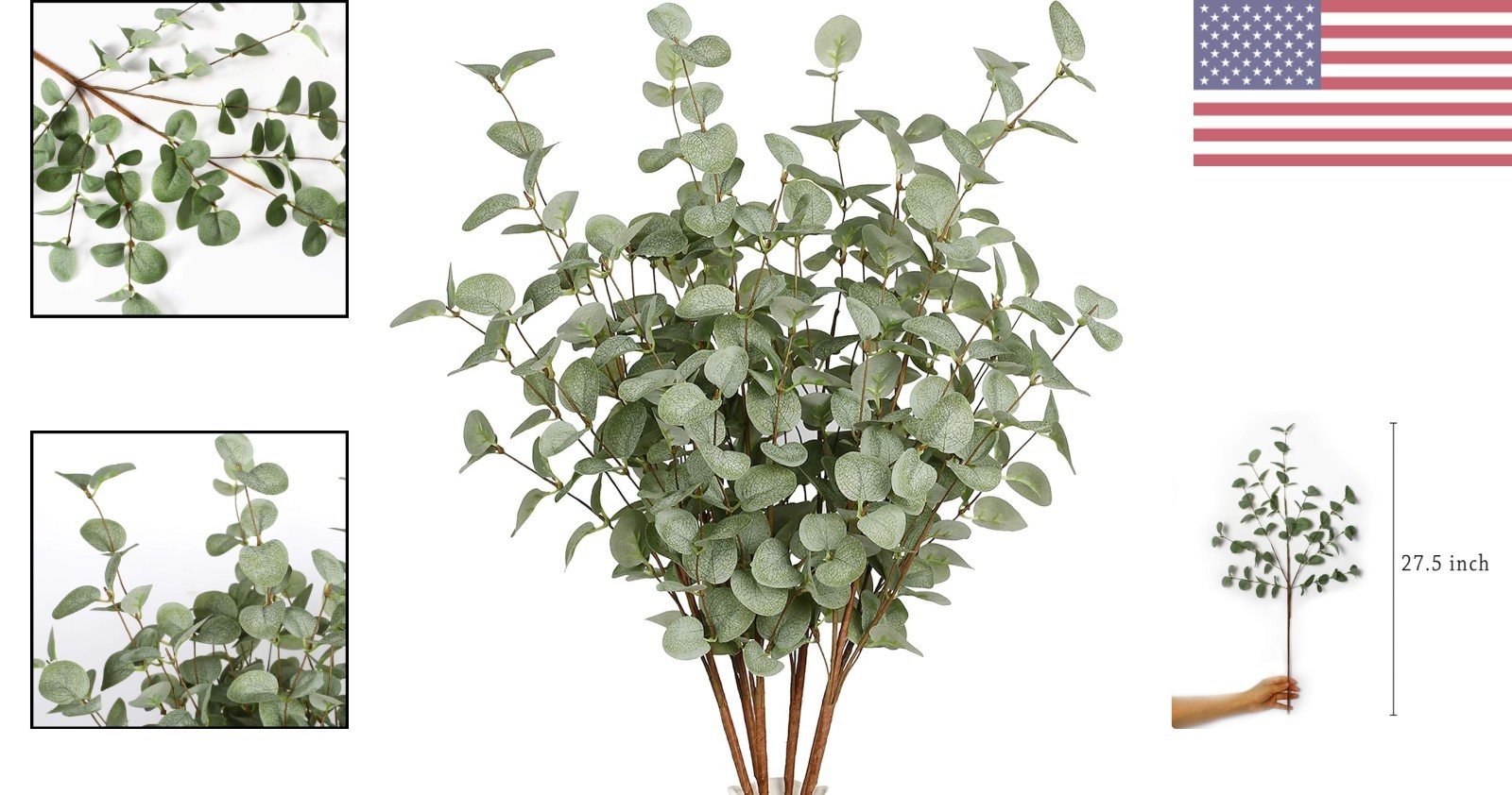 Versatile 6 Pcs Eucalyptus Leaf Spray – Adjustable Length for Stunning Displays