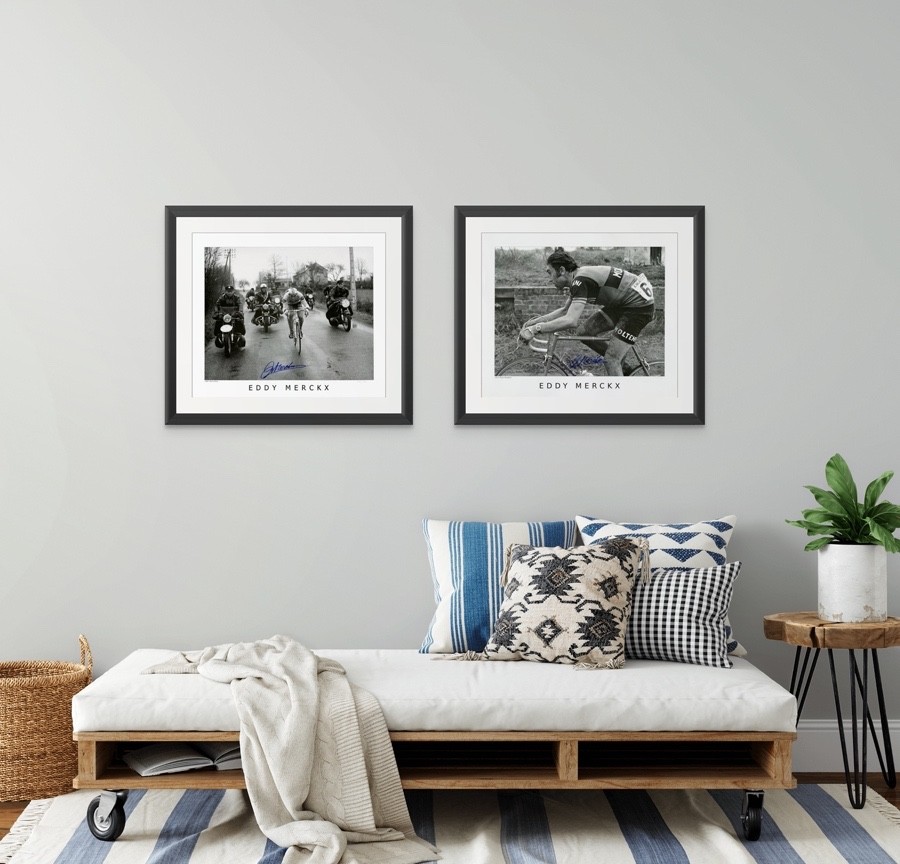 Eddy Merckx Signed Print, Paris-Nice 1967, 24 x 20 Inch Cycling Photograph