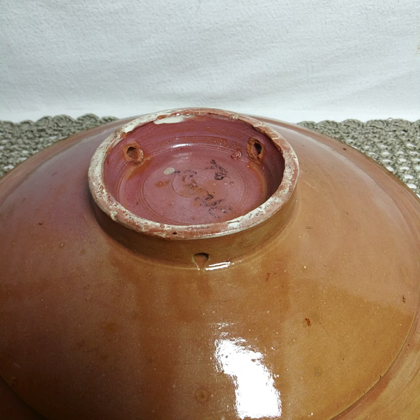 Moroccan Ceramic 10″ Serving Bowl Handmade Hanging Fruit Dish Yellow Monochrome