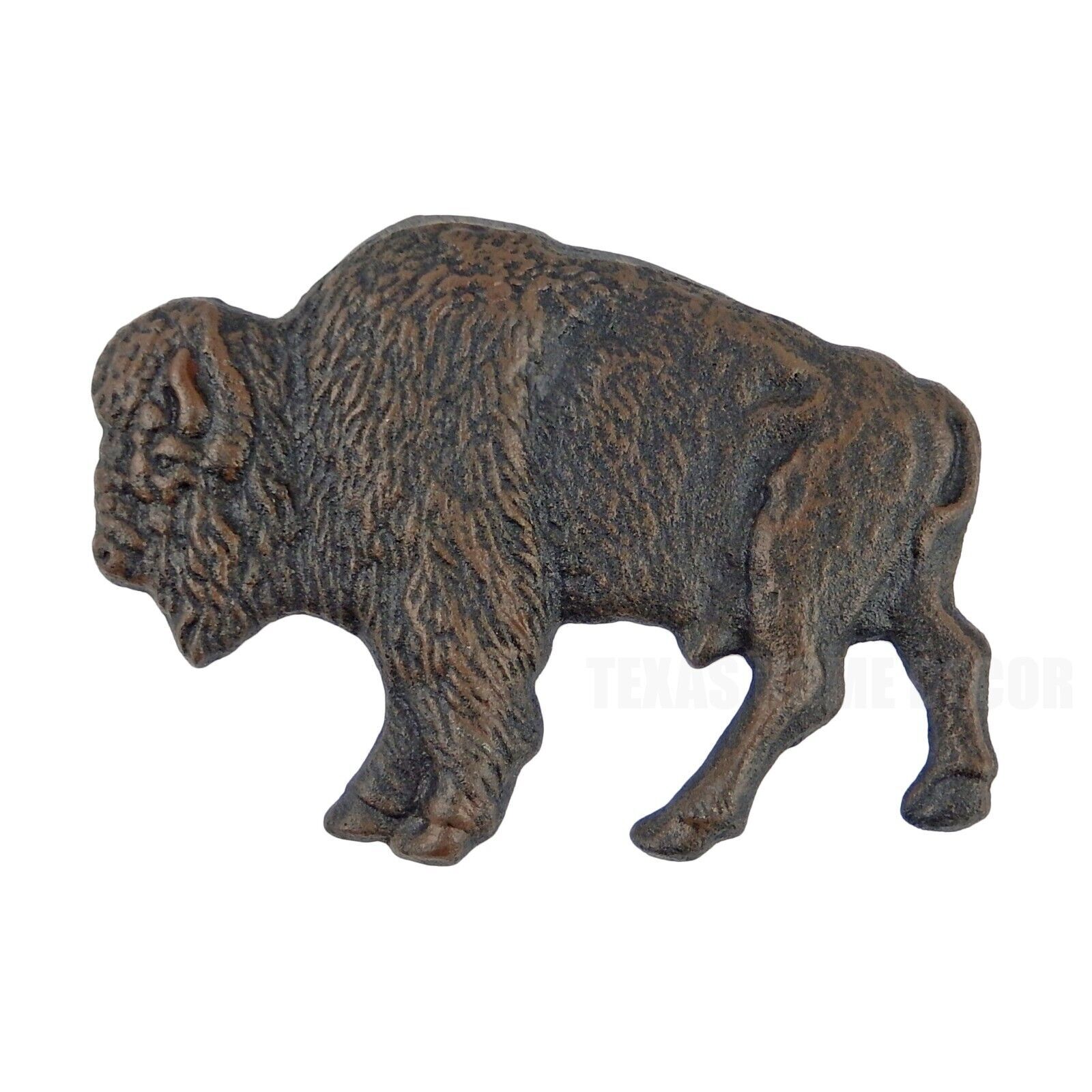 American Bison Buffalo Wall Decor Plaque Cast Iron Figurine Rustic Brown 7 x 5″