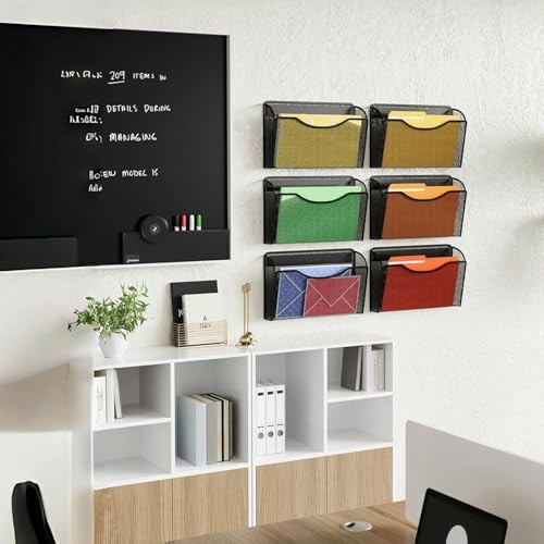 Magnetic Wall File Organizer,Hanging Wall Mounted File 3Pack Magnetic Black